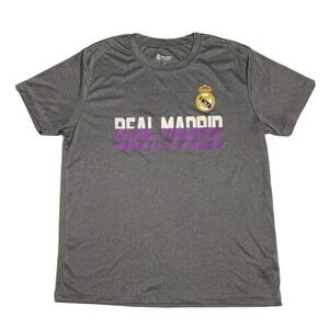 Real Madrid Mens T Shirt Size L  Soccer Graphic Gray MCF Crown Graphic Logo